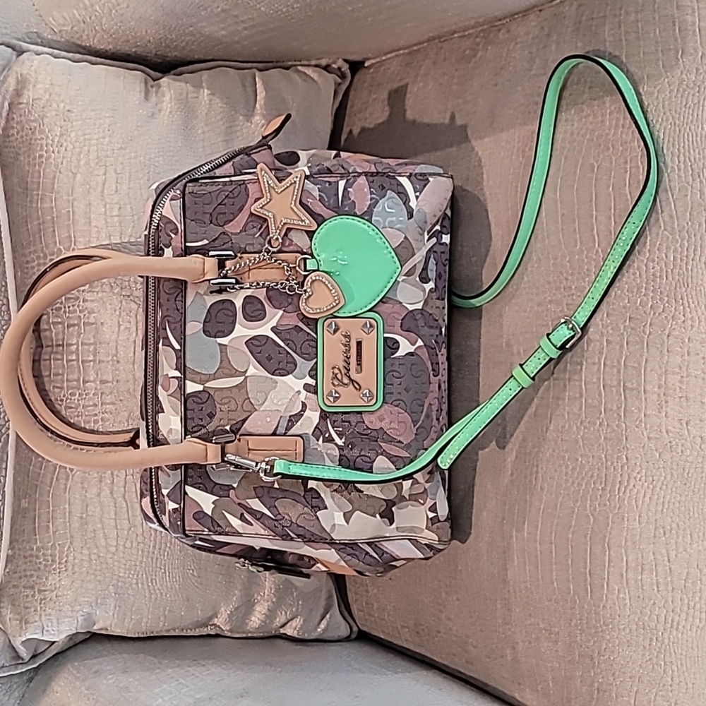 Guess Taupe/Multicolored Airun Crossbody Handbag
